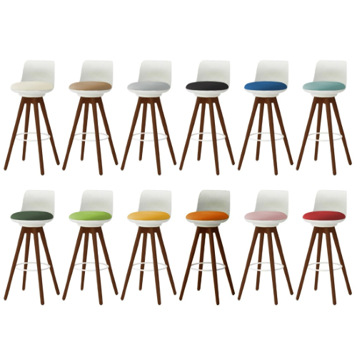 オカムラ ピルエットチェア pirouetto 木脚ハイチェア ネオウッドダーク脚 ホワイトシェル 布張 L122GY-F