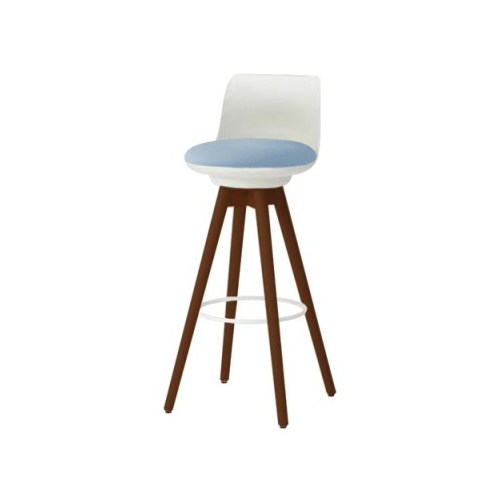 オカムラ ピルエットチェア pirouetto 木脚ハイチェア ネオウッドダーク脚 ホワイトシェル ビニールレザー L122GY-P