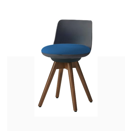 オカムラ ピルエットチェア pirouetto 木脚チェア ネオウッドダーク脚 ブラックシェル 布張 L122HB-F