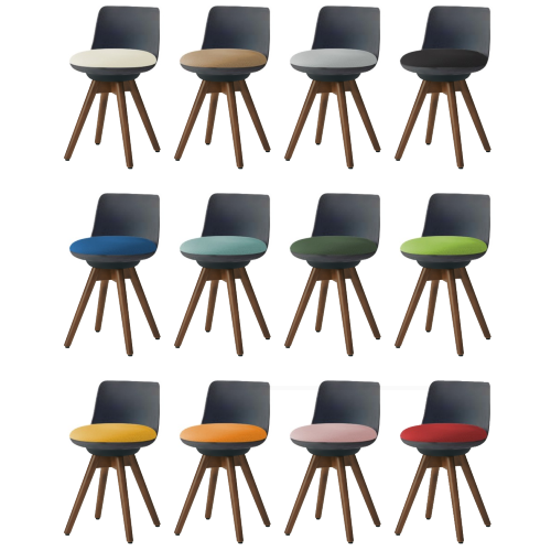 オカムラ ピルエットチェア pirouetto 木脚チェア ネオウッドダーク脚 ブラックシェル 布張 L122HB-F