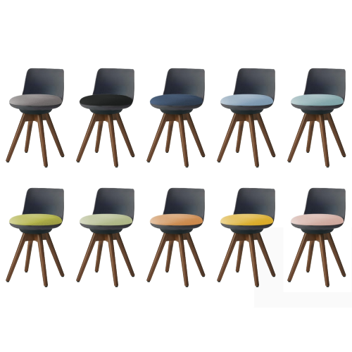 オカムラ ピルエットチェア pirouetto 木脚チェア ネオウッドダーク脚 ブラックシェル ビニールレザー L122HB-P