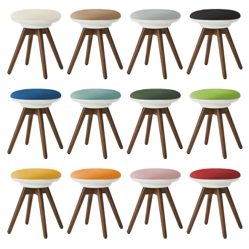 オカムラ ピルエットチェア pirouetto 木脚スツール ネオウッドダーク脚 ホワイトシェル 布張 L122Hw-F