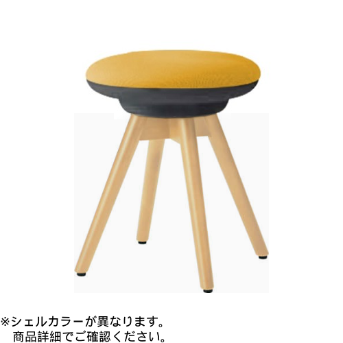 オカムラ ミーティングチェア ピルエットチェア 木脚スツール(ダーク脚) ダークグレーシェル 布張 プレーンニット L122LH-F