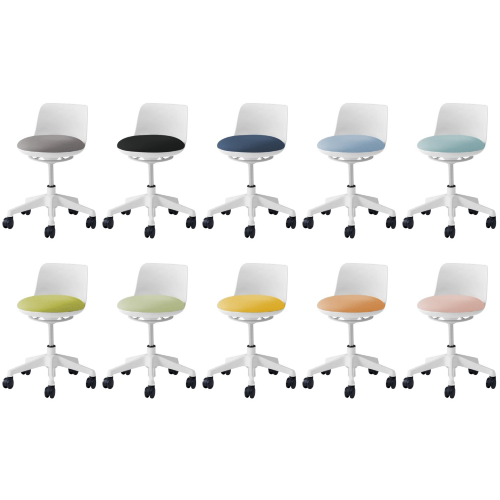 オカムラ ピルエットチェア pirouetto 5本脚チェア ホワイト脚 ホワイトシェル ナイロンキャスター ビニールレザー L122VZ-P