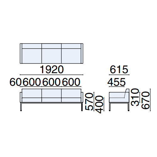 プラス ロビーチェア LS-150リーズ サイズ