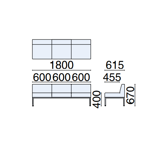 プラス ロビーチェア LS-150リーズ サイズ