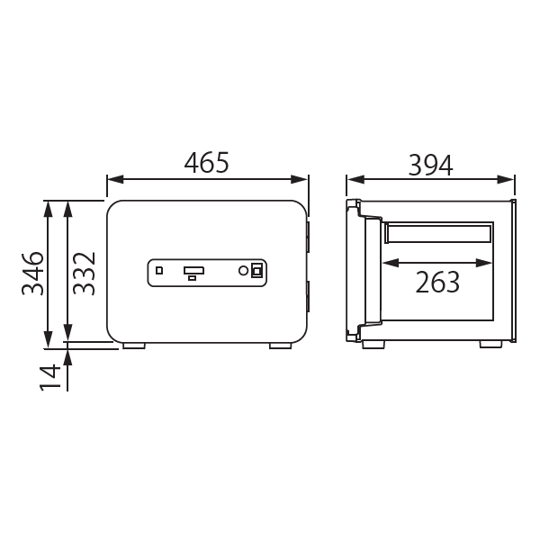 エーコー(EIKO) メタセル マルチロック式小型耐火金庫 テンキー式 指紋照合式 MC-20PR サイズ