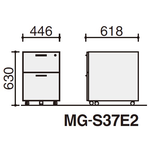 コクヨ 役員室用家具 S370 サイドワゴン(2段) W450×D446×H630 MG-S37E2