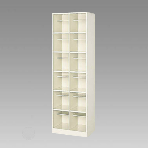 ナイキ シューズボックス オープンタイプ 中棚付 2列6段 12人用 セミホワイト SB26NM-SH