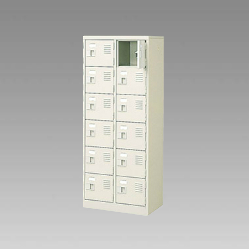 ナイキ シューズボックス（扉付.中棚なし） 2列6段 12人用 セミホワイト 錠なし SB26T-SH