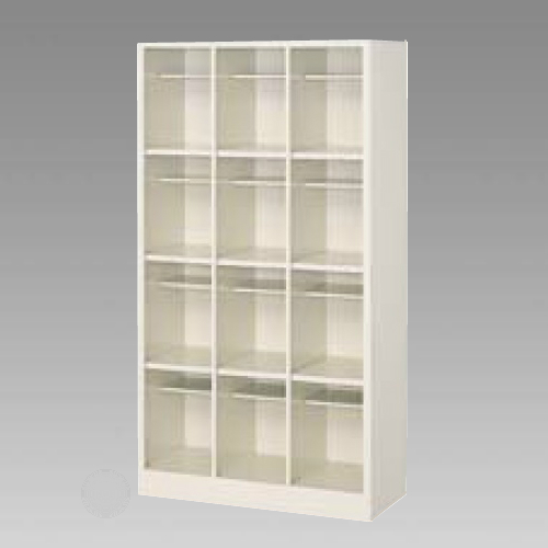 ナイキ シューズボックス オープンタイプ 中棚付/ロングシューズ用 3列4段 12人用 セミホワイト SB34NL-SH