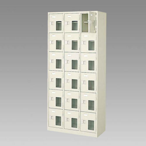 ナイキ シューズボックス（扉付.中棚付） 3列6段 18人用 セミホワイト 錠なし SB36GNM-SH