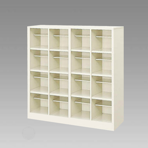 ナイキ シューズボックス オープンタイプ 中棚付 4列4段 16人用 セミホワイト SB44N-SH