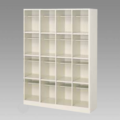 ナイキ シューズボックス オープンタイプ 中棚付/ロングシューズ用 4列4段 16人用 セミホワイト SB44NL-SH