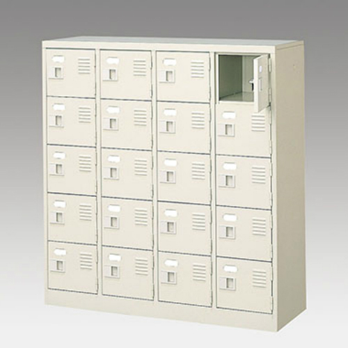 ナイキ シューズボックス（扉付.中棚なし） 4列5段 20人用 セミホワイト 錠なし SB45T-SH