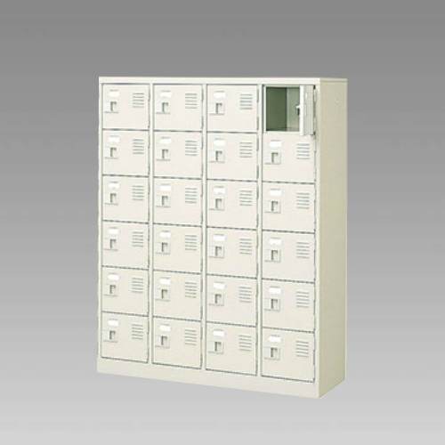 ナイキ シューズボックス（扉付.中棚なし） 4列6段 24人用 セミホワイト 錠なし SB46T-SH