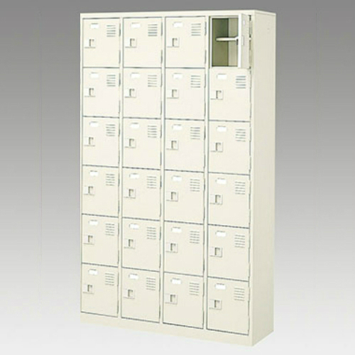 ナイキ シューズボックス（扉付.中棚付） 4列6段 24人用 セミホワイト 錠なし SB46TNL-SH