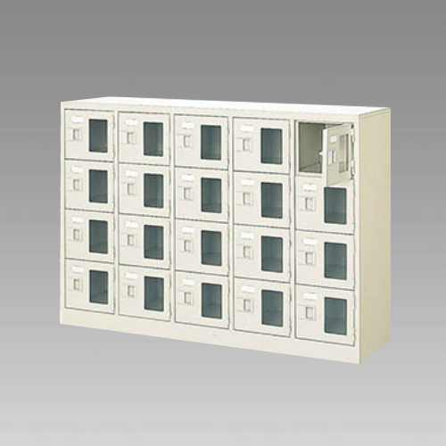 ナイキ シューズボックス（扉付.中棚なし） 5列4段 20人用 セミホワイト 錠なし SB54G-SH