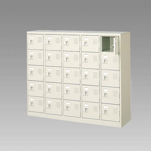 ナイキ シューズボックス（扉付.中棚なし） 5列5段 25人用 セミホワイト 錠なし SB55T-SH