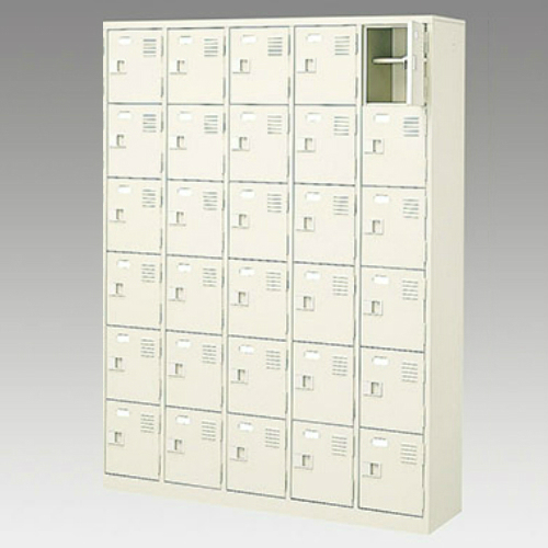 ナイキ シューズボックス（扉付.中棚付） 5列6段 30人用 セミホワイト 錠なし SB56TNL-SH