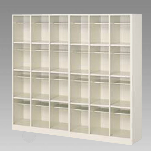 ナイキ シューズボックス オープンタイプ 中棚付/ロングシューズ用 6列4段 24人用 セミホワイト SB64NL-SH