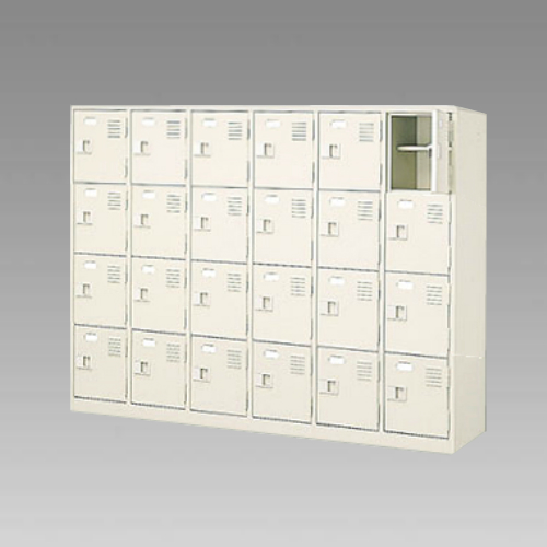 ナイキ シューズボックス（扉付.中棚付） 6列4段 24人用 セミホワイト 錠なし SB64TNL-SH