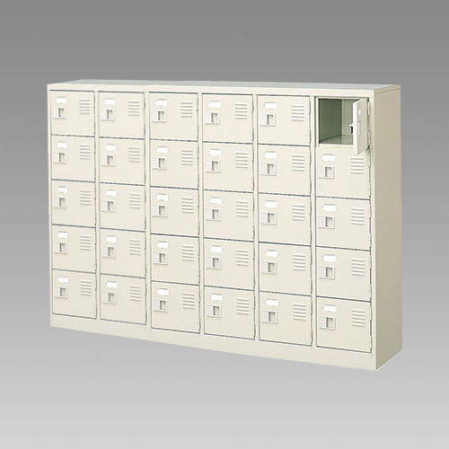 ナイキ シューズボックス（扉付.中棚なし） 6列5段 30人用 セミホワイト 錠なし SB65T-SH