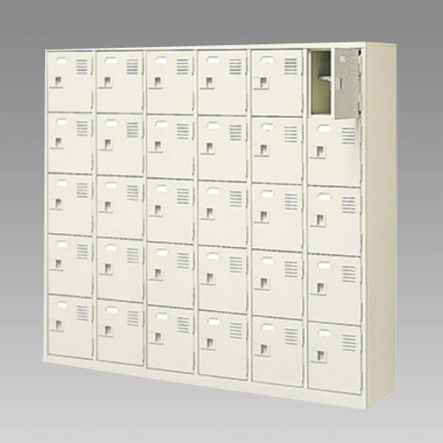 ナイキ シューズボックス（扉付.中棚付） 6列5段 30人用 セミホワイト 錠なし SB65TNL-SH