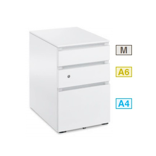 コクヨ GXワゴン 3段(M3) シリンダー錠 引き出し付き 薄型自在キャスター付き SD-GX46M3