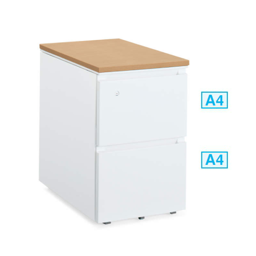 コクヨ GXワゴン 天板付きワゴン(A2) シリンダー錠 2段引き出し付 薄型自在キャスター付 SD-GXT46A2SAWMP1N