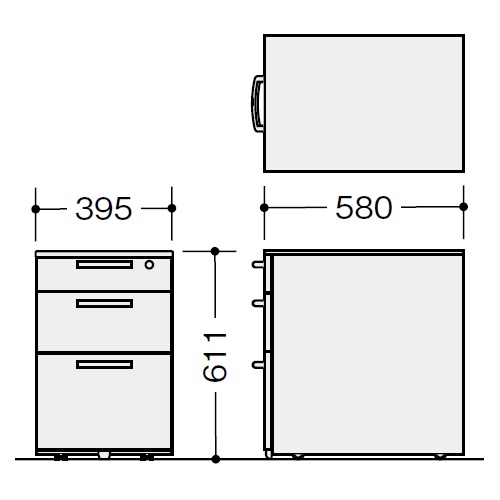 ナイキ ウエイク(テーブルシステムWK型) ワゴン W395×D580×H611 シリンダー錠 TR046XC