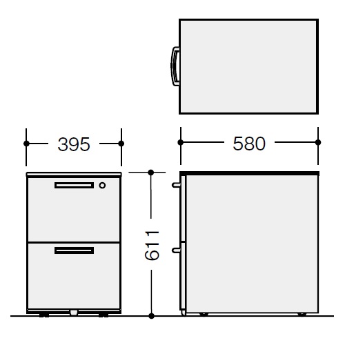 ナイキ ウエイク(テーブルシステムWK型) ワゴン W395×D580×H611 シリンダー錠 TR046YC