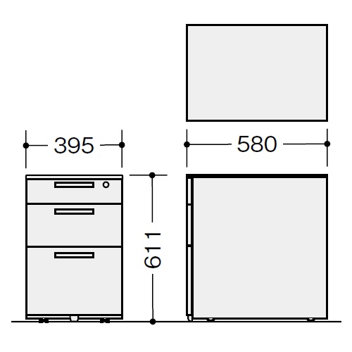 ナイキ ウエイク(テーブルシステムWK型) ワゴン W395×D580×H611 シリンダー錠 TRH046XCK