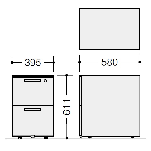 ナイキ ウエイク(テーブルシステムWK型) ワゴン W395×D580×H611 シリンダー錠 TRH046YCK