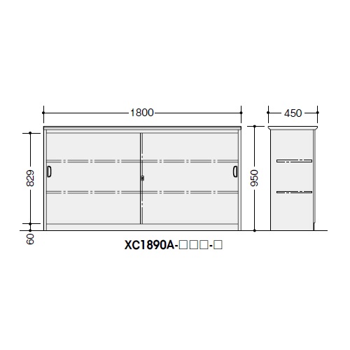 ナイキ カウンター XC型 ハイカウンター 錠付.総扉タイプ W1800×D450×H950 XC1890A-WH-W/XC1890A-WS-W