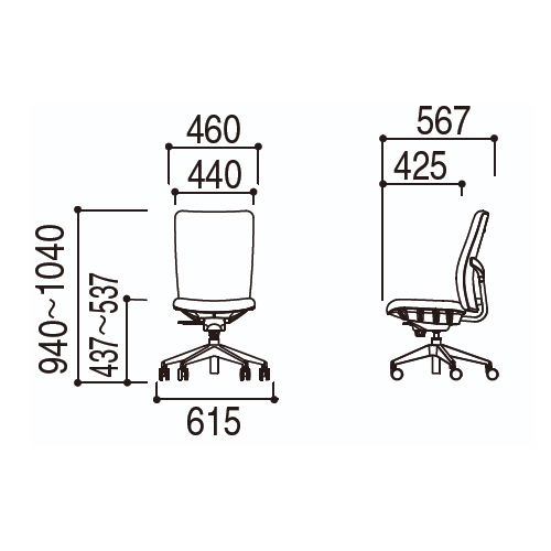 ウチダ エポチェア (EPO) 単色タイプ フルバック 肘無 エポEF2-500/エポEF2-505/5-340-601□/5-340-651□