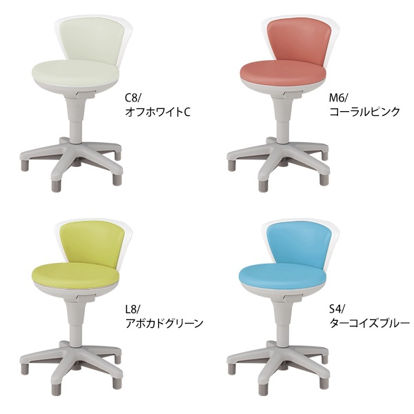 イトーキ 医療家具 サポートスツール2 背付 肘なし グライド付 ビニールレザー KSK-662DL