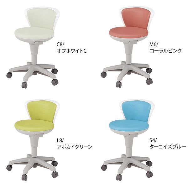 イトーキ 医療家具 サポートスツール2 背付 肘なし キャスター付 ビニールレザー KSK-660DL