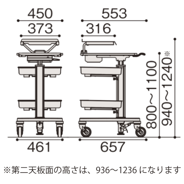 イトーキ 医療家具 メディワークカート-S サイズ