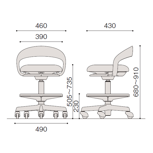 イトーキ 医療家具 サポートスツールS (Support Stool S) サイズ