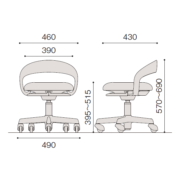 イトーキ 医療家具 サポートスツールS (Support Stool S) サイズ