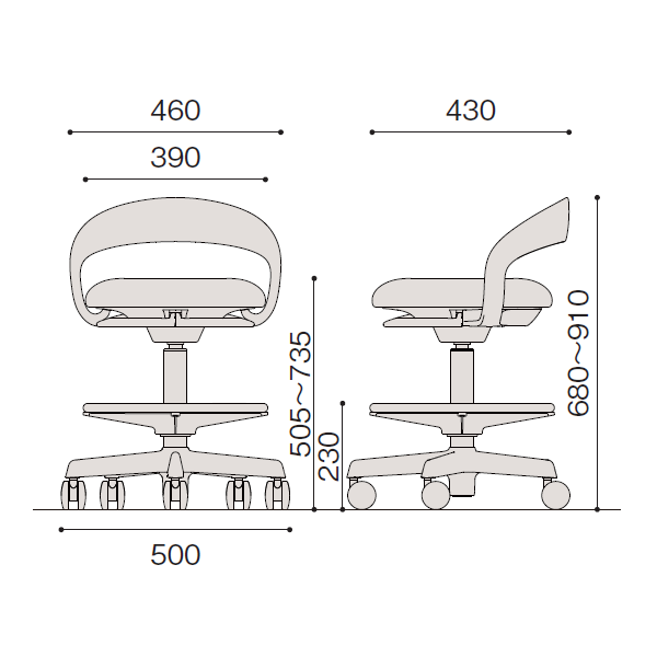 イトーキ 医療家具 サポートスツールS (Support Stool S) サイズ