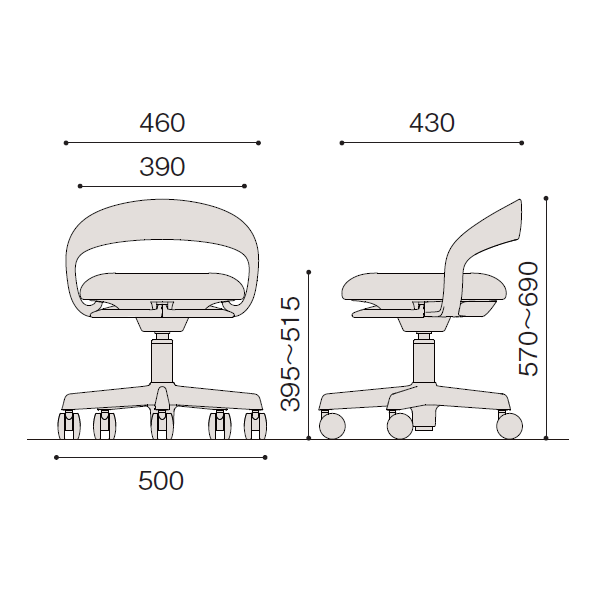 イトーキ 医療家具 サポートスツールS (Support Stool S) サイズ