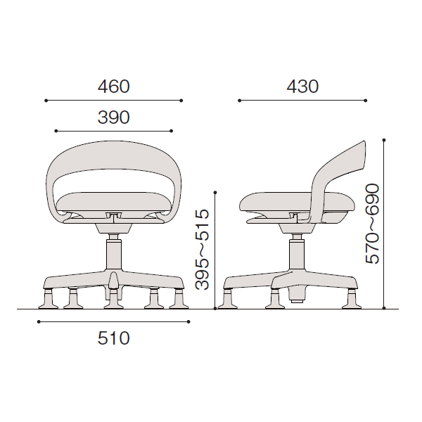 イトーキ 医療家具 サポートスツールS (Support Stool S) サイズ