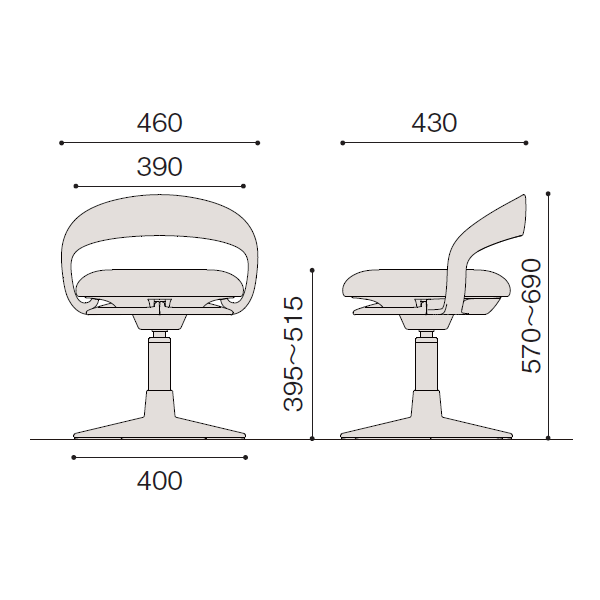 イトーキ 医療家具 サポートスツールS (Support Stool S) サイズ