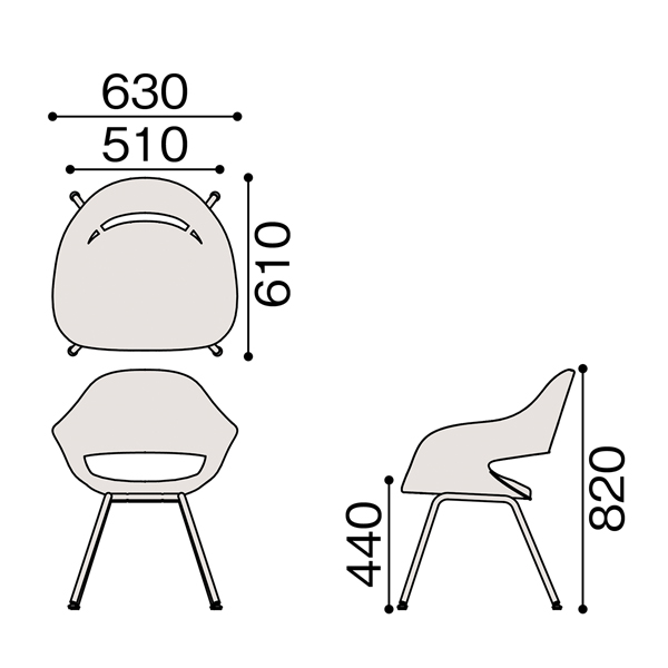イトーキ オフィスチェア ノキチェア(noki) 4本脚 W630xD610xH820mm