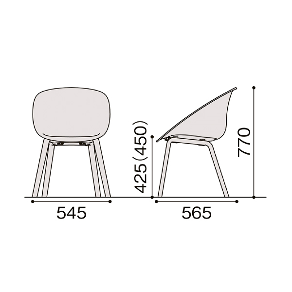 イトーキ オフィスチェア ワンチェア(wan) 座クッション ◆　木脚△△　サイズ　寸法