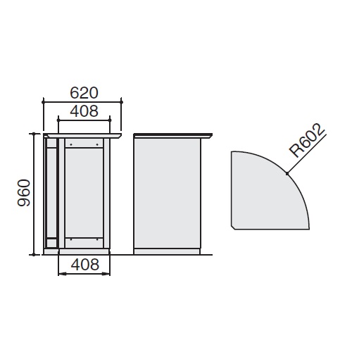 コクヨ カウンター SSシリーズ ハイカウンター 外コーナー90° ベーシック仕様 W620×D620×H960 CO-S0SAW