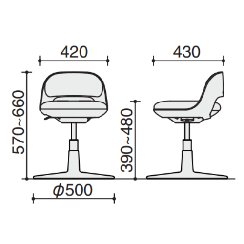 コクヨ スタッフステーション cocotte(ココット) 患者用イス　サイズ