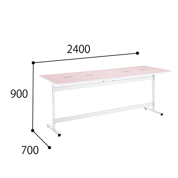 コクヨ スタッフステーション ナーステーブル T字脚タイプ スクエア天板 D700 配線キャップ付き HT1-T2470HW